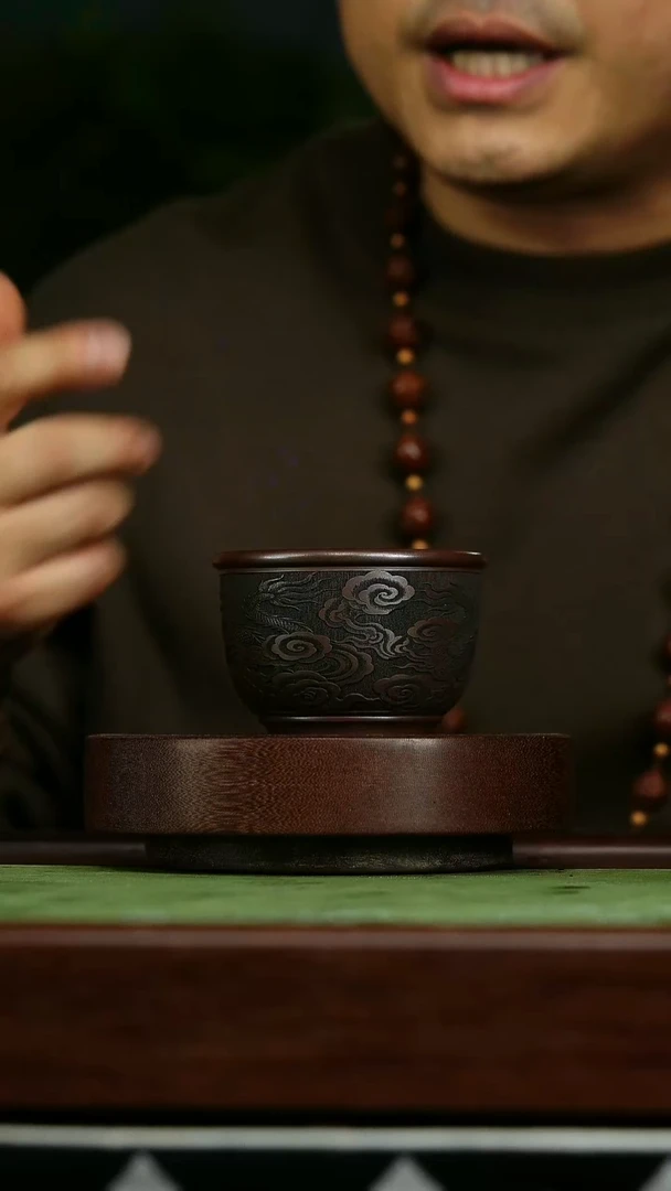 茶杯紫砂b3石红云龙杯