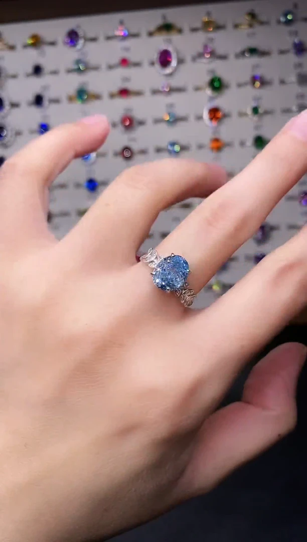 5克拉海蓝宝石（处理）欧美风戒指