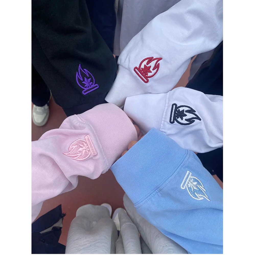 高级感小火苗卫衣美式高街火花刺绣情侣装t恤男款长袖春秋打底衫