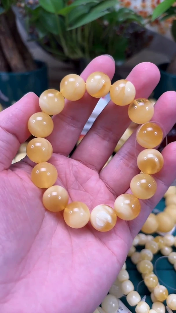 手链蜜蜡未镶嵌p18俄料金白妖孽单圈 24.13克 14mm