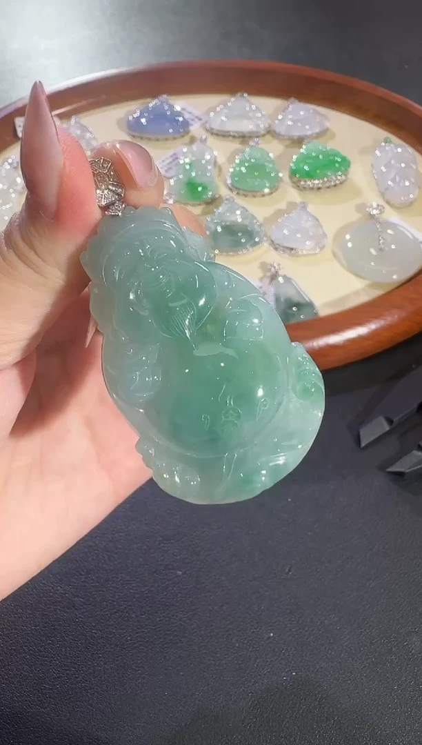 翡翠18K金镶嵌吊坠(不含链)【源头工厂】钻石镶嵌