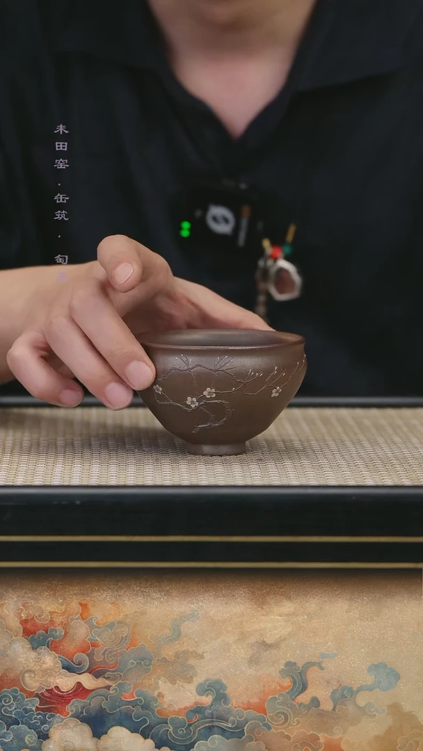 茶杯紫砂紫砂胭脂红柴烧天茶星紫泥160cc