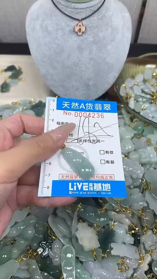 翡翠未镶嵌颈饰净货挂件-4236