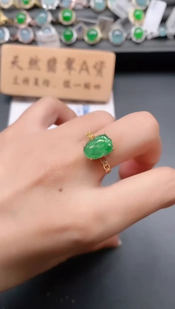 银S925镶嵌戒指翡翠11