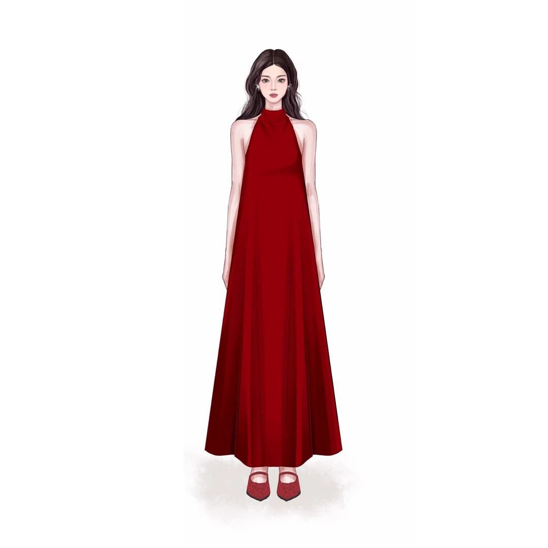 Rose Owner 5折粉丝福利～红茶布朗酒 挂脖系带连衣裙