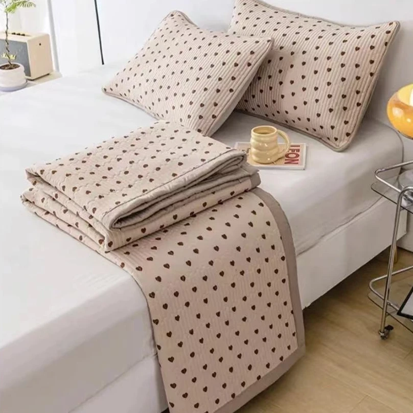 【浅灰格】水洗棉四季床盖床单双面榻榻米夹棉机洗薄款加厚单人炕盖