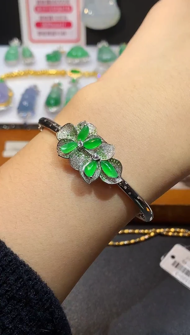 18K金镶嵌手镯翡翠多样性发其一