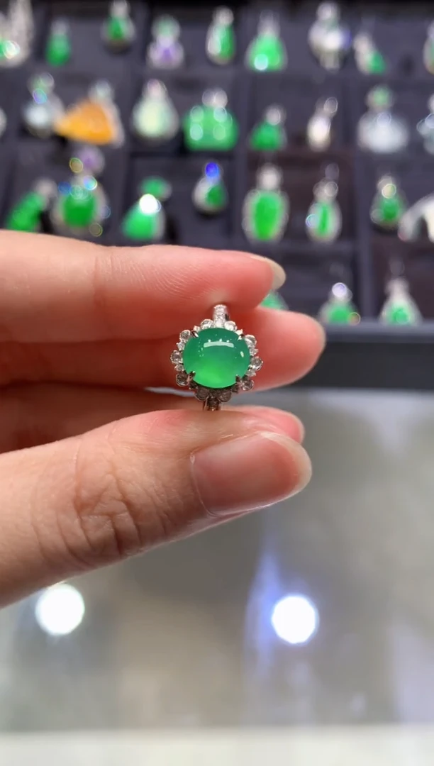 翡翠戒指18K金镶嵌A16|5980
