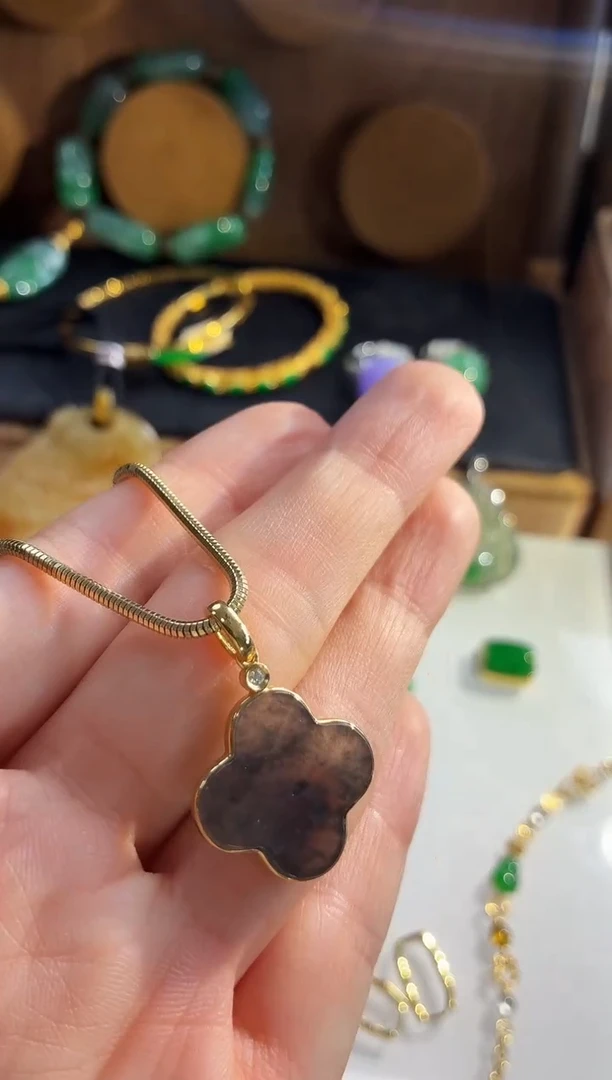 吊坠(不含链)18K金镶嵌翡翠吊坠