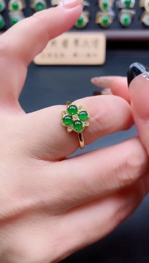 银S925镶嵌戒指翡翠1