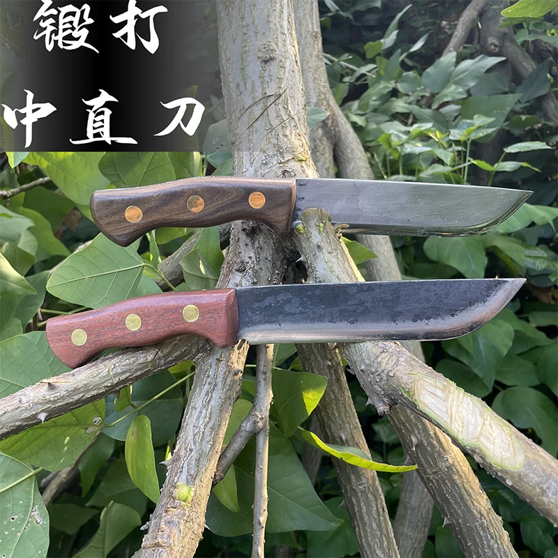 【小五户外】手工锻打中直刀亮面刃口户外砍柴探险丛林排障露营开荒
