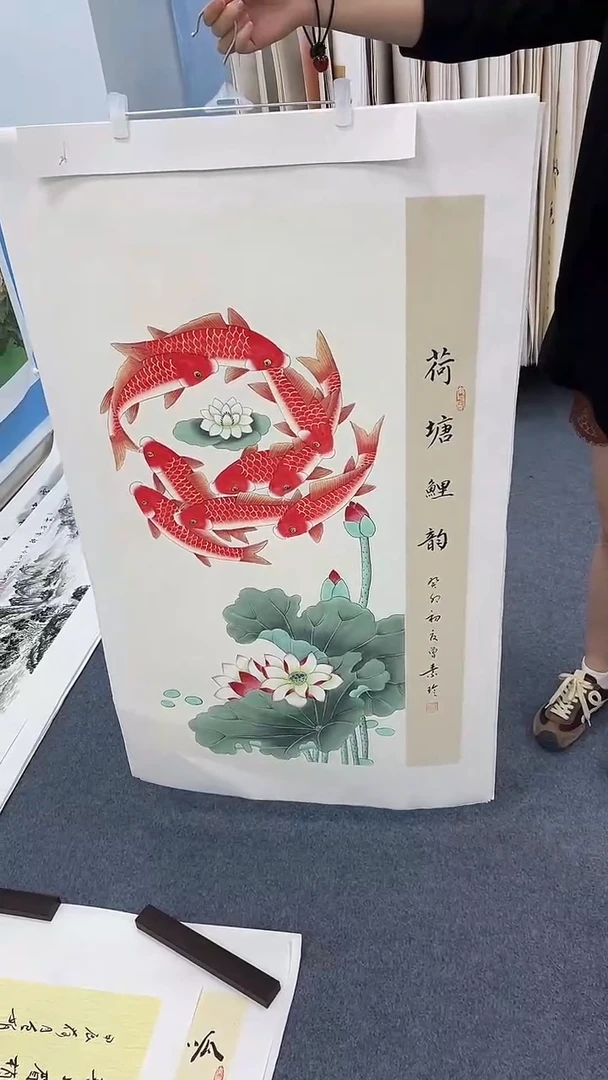 国画荷塘鲤鱼 同类型随机