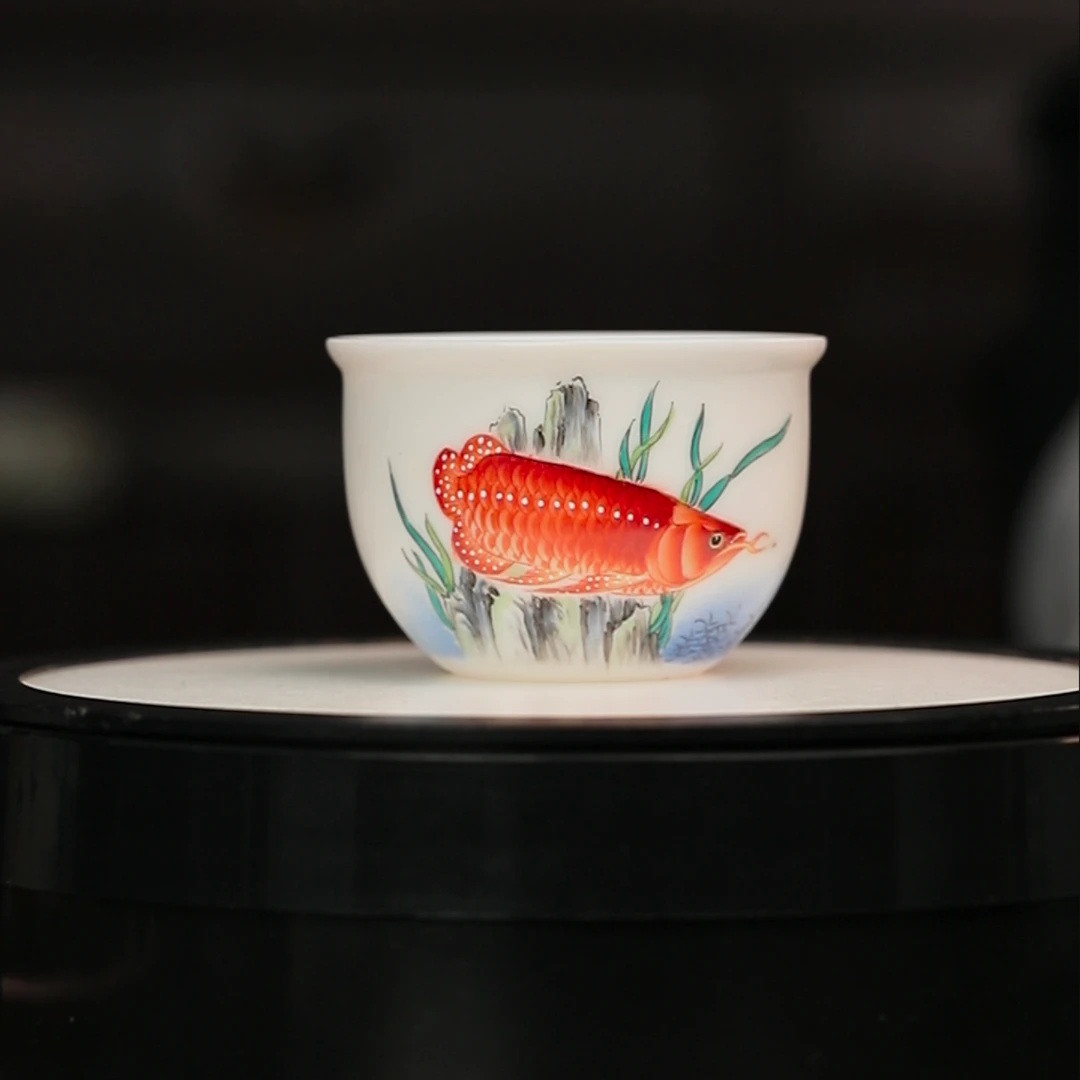 11.30/n10100/白瓷/粉彩金龙鱼杯