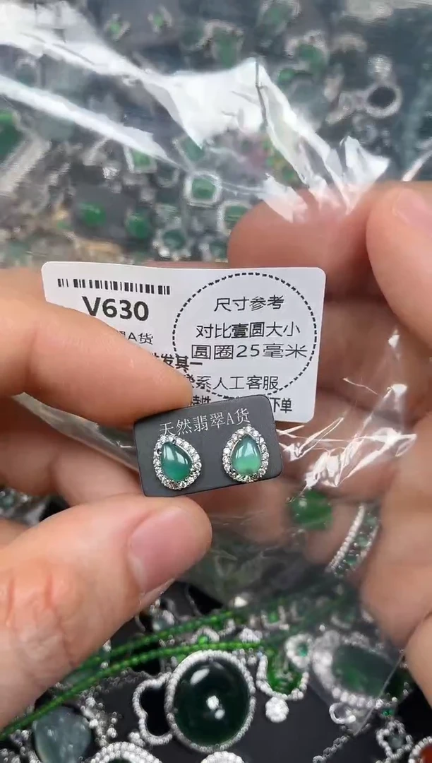 颈饰未镶嵌翡翠V630耳钉