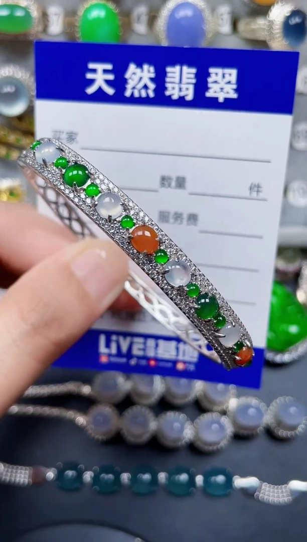 银S925镶嵌手镯翡翠92