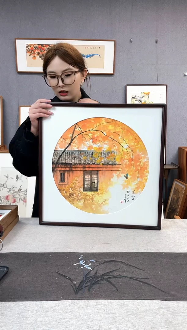 【闪购商品】国画手写手绘带框作品-52*52-王嘉诚