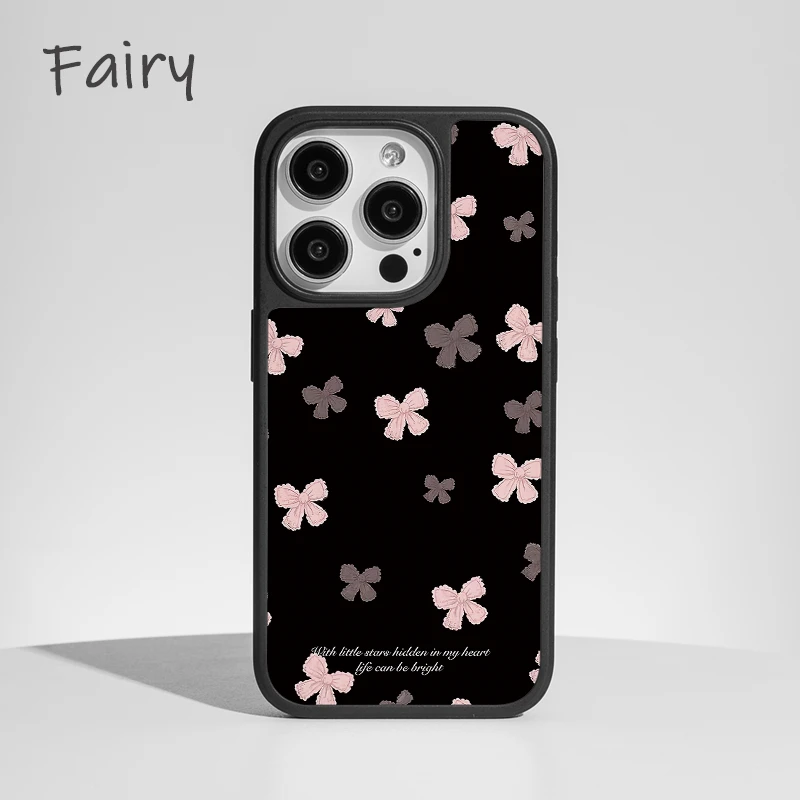 复古蝴蝶结适用苹果16promax手机壳iphone15新款14全包高级13磁吸