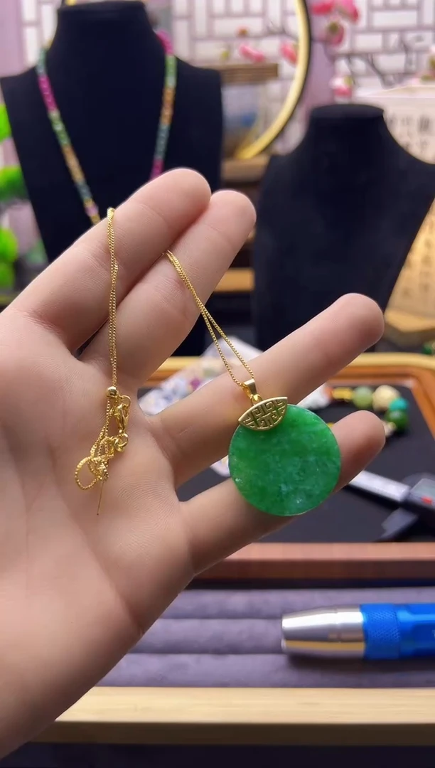 【闪购商品】翡翠手链14K金镶嵌D115