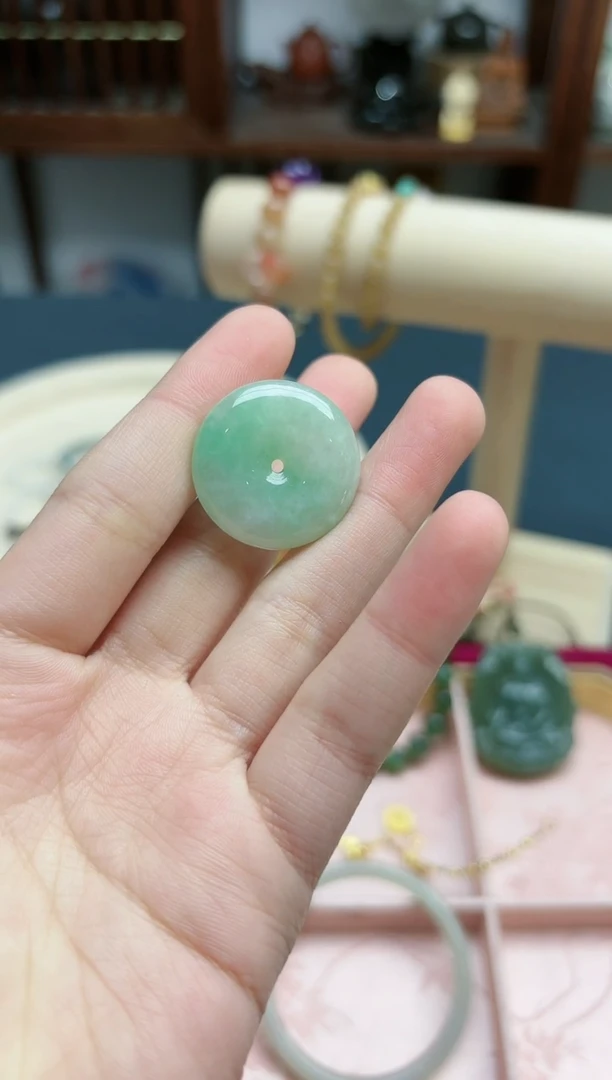 【闪购商品】翡翠颈饰未镶嵌翡翠平安扣吊坠*1 YD编绳