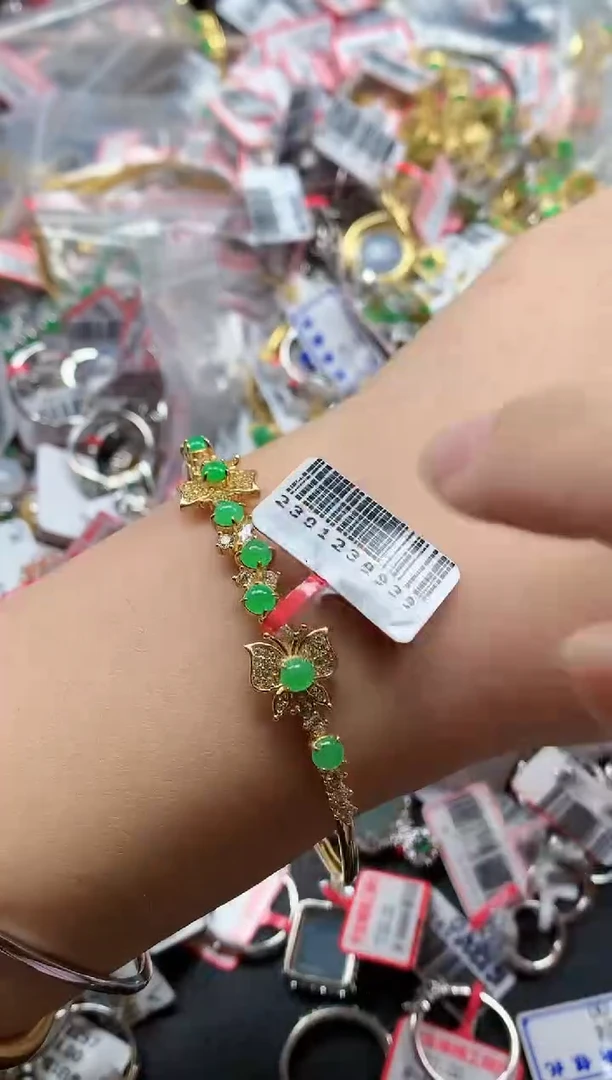 银S925镶嵌戒指翡翠天然A货缅甸翡翠