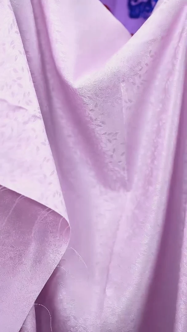 丝绸39号布头，丝毛兰花紫南天纹门幅140