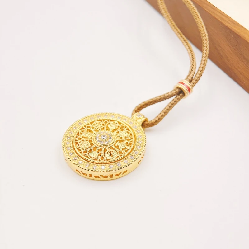 合金项链 【1609】古法八宝罗盘毛衣链可转动