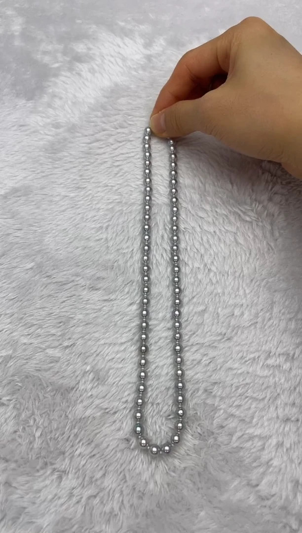项链银S925镶嵌海水珍珠AK真多麻6-6.5mm