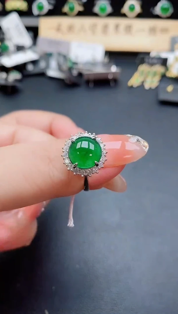 银S925镶嵌戒指翡翠1