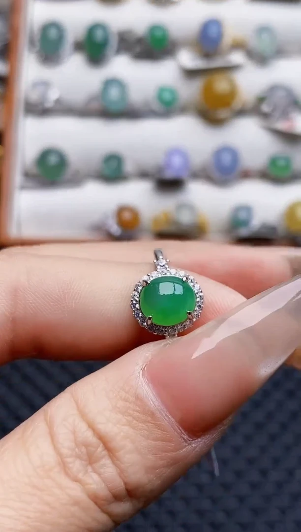 银S925镶嵌戒指翡翠2174