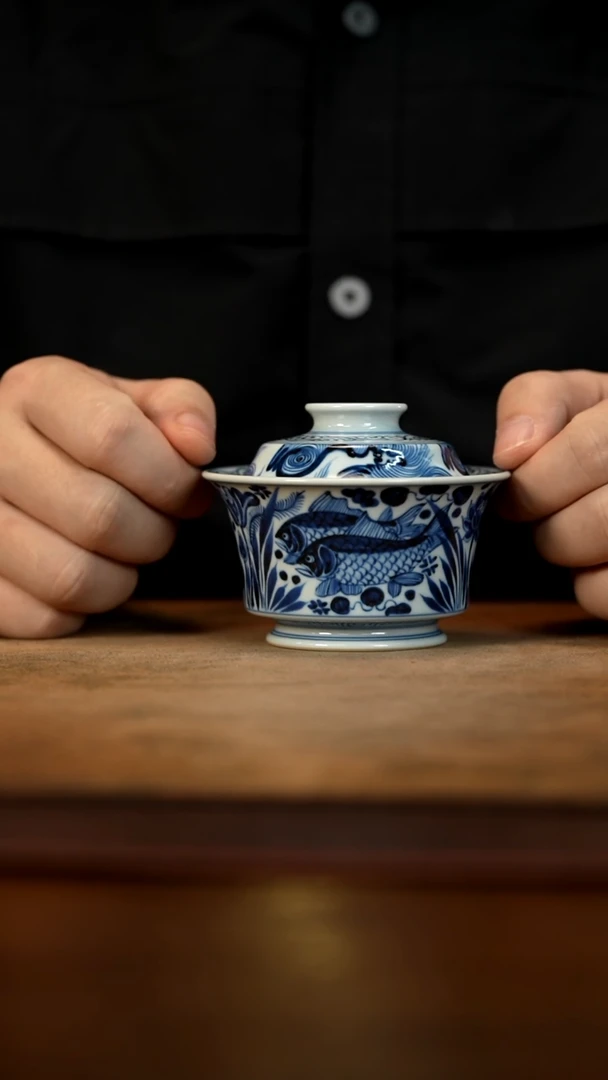 【闪购商品】奢窑鱼藻纹两才盖碗