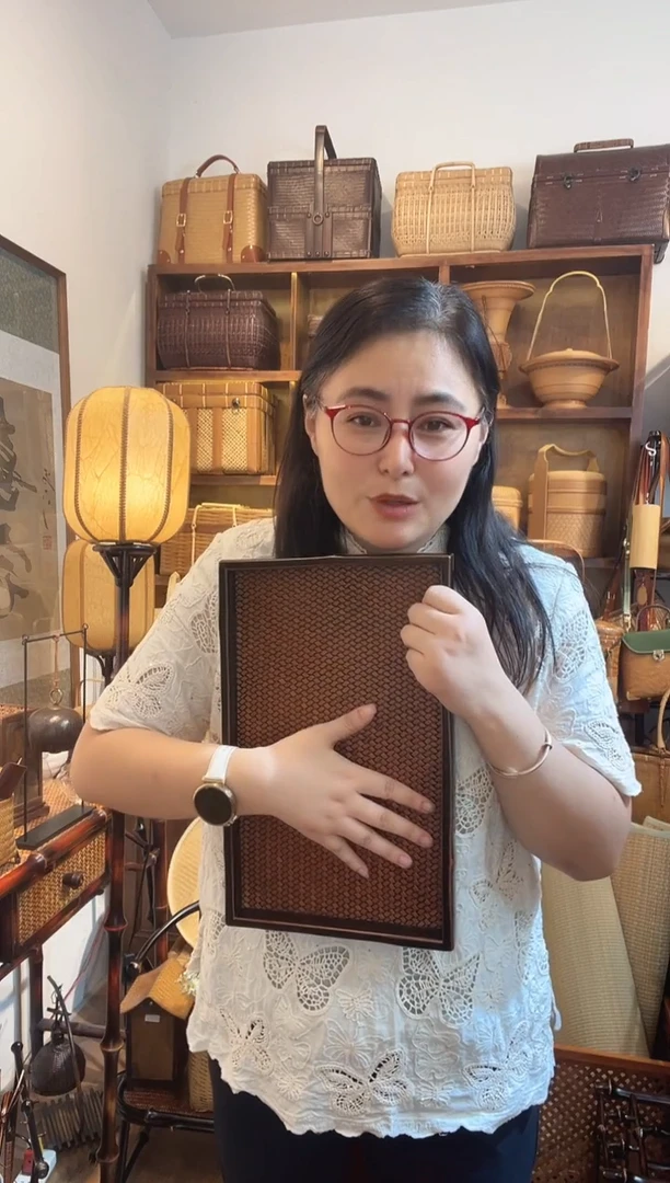 手工竹编茶托盘干泡台35*23cm