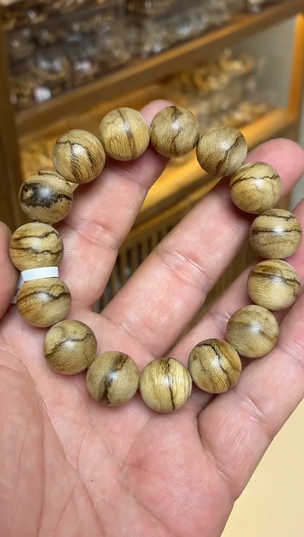 沉香手串 达拉干圆珠单圈虎皮纹1.5多样性发其一