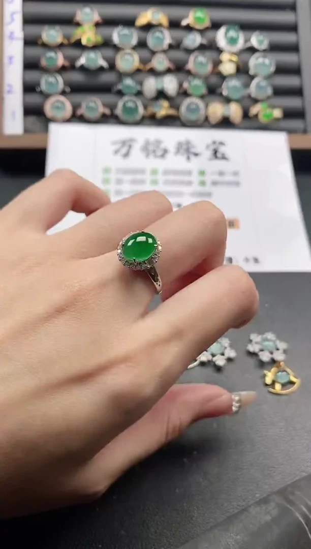 银S925镶嵌戒指翡翠51511