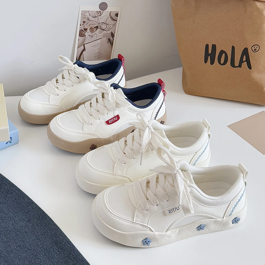 少女学生网红可爱笑脸星星奶白厚底大头小白鞋休闲面包鞋时尚板鞋