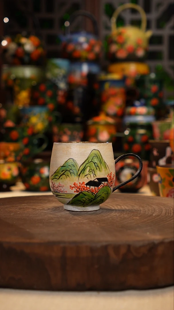 紫砂油画手绘釉下彩