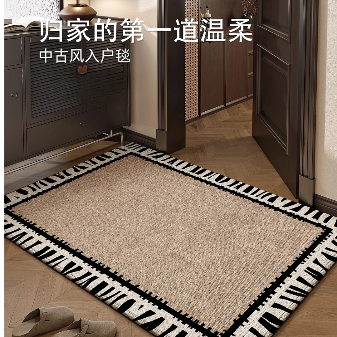 入户门地垫简约轻奢中古风进门门口脚垫家用耐脏免洗玄关门垫防滑