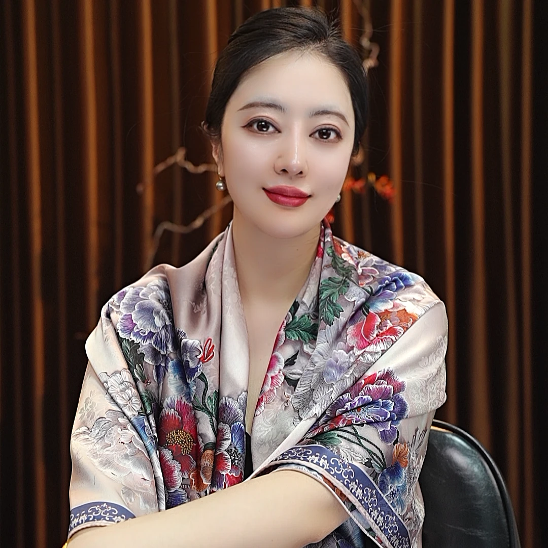 【清欢】135*135花罗大方巾围巾女士丝巾百搭春秋款中国风优雅