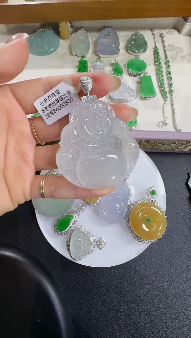 翡翠18K金镶嵌吊坠(不含链)【源头工厂】18k金钻石镶嵌