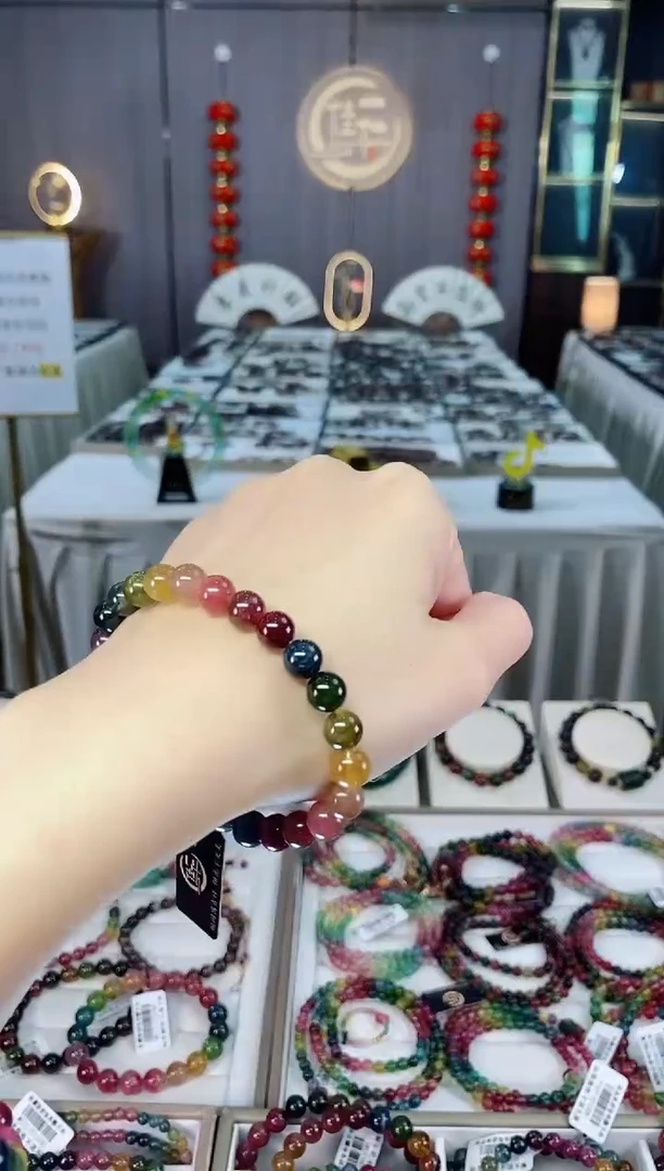 未镶嵌老矿碧玺彩虹单圈手串7mm+碧玺dan多样性发一条