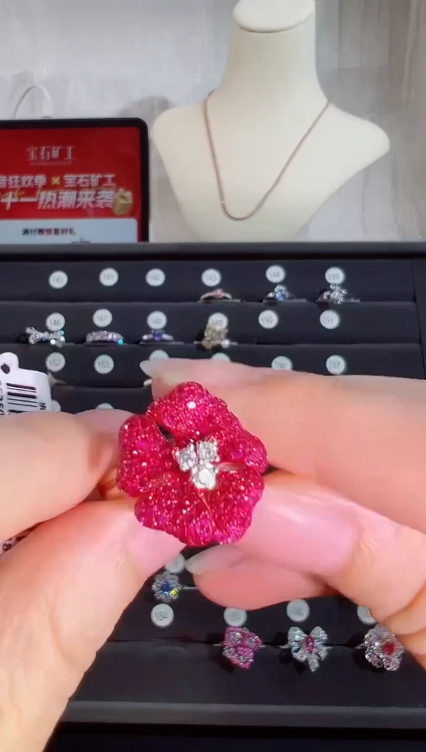 18K金镶嵌戒指红宝石BR17078-1#-W#179