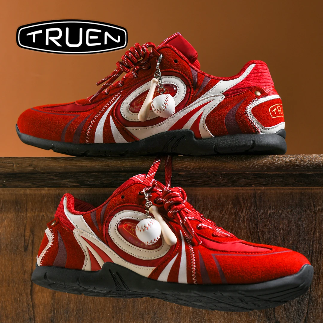 真恩[涡风]赛车鞋男红色德训复古休闲运动马年限定小众设计薄底鞋