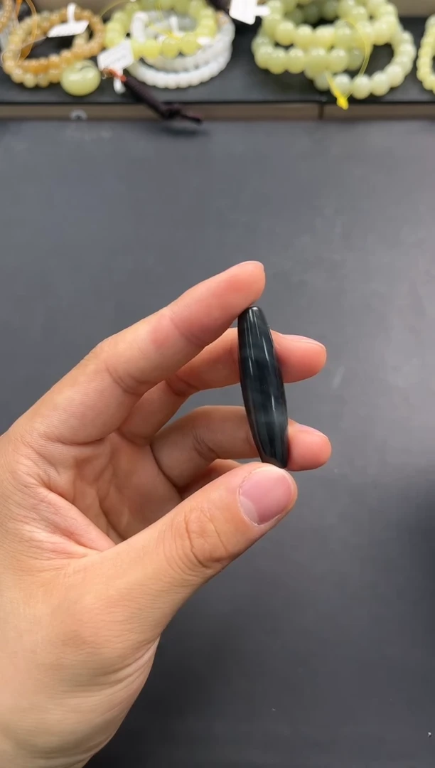 未镶嵌手串和田玉若羌李保国矿青花吊坠微色差 自行穿绳