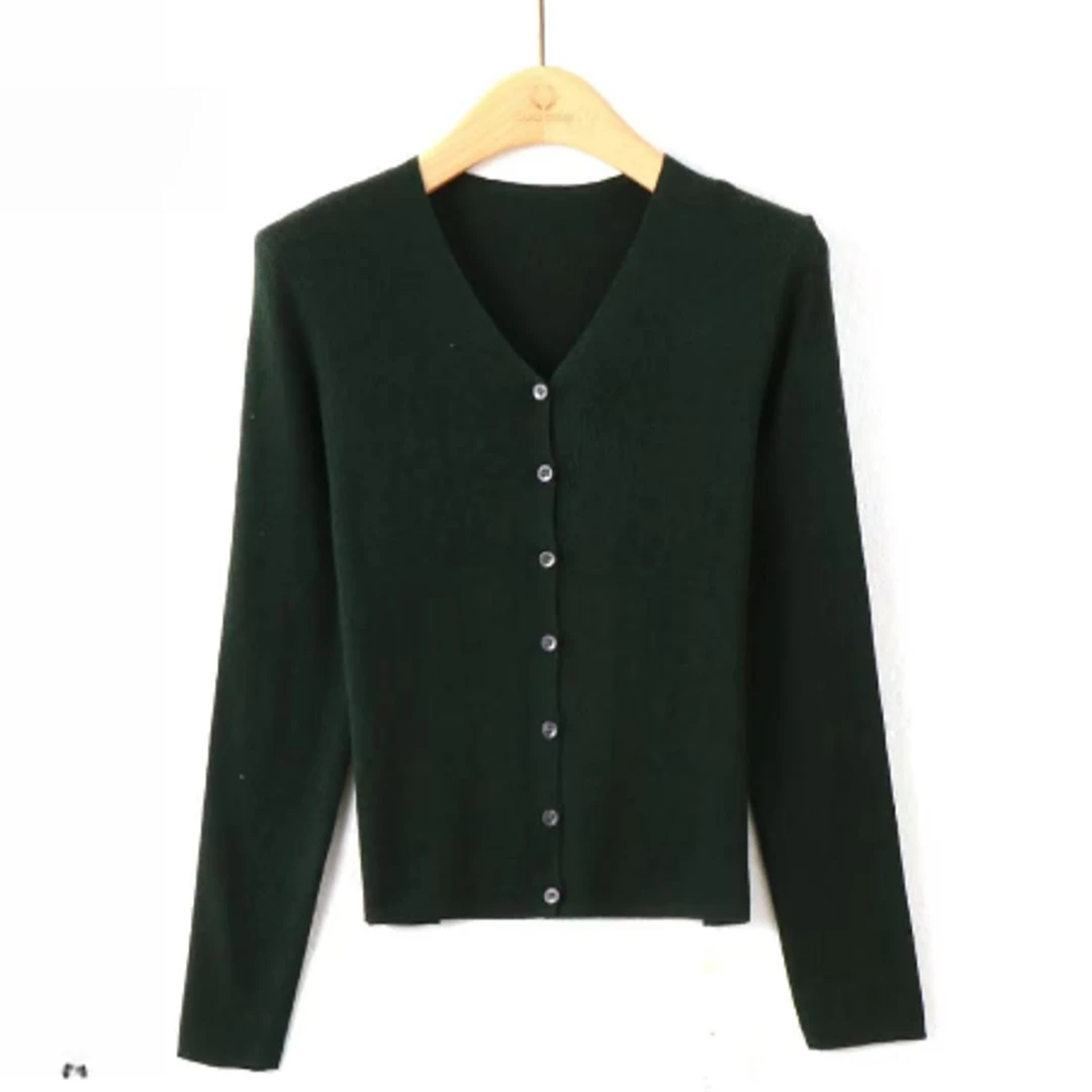 x2春款新品v领纯色短款开衫上衣外套