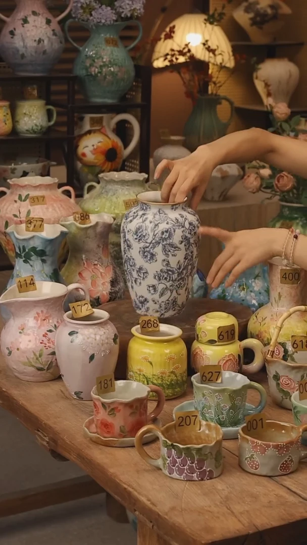 陶瓷054景德镇设计师手作花器摆件侘寂风