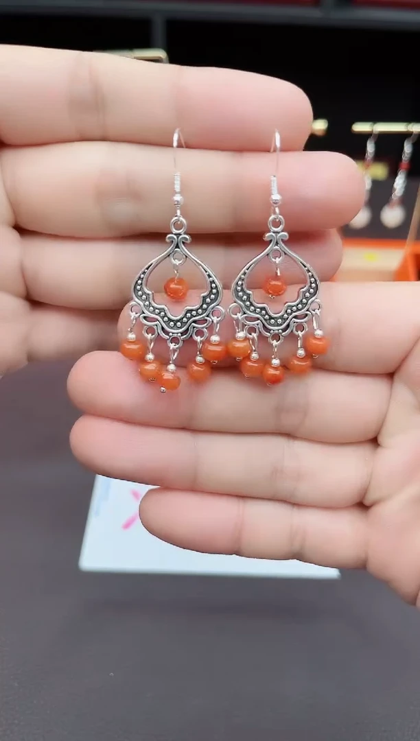 翡翠银S925镶嵌耳饰X137