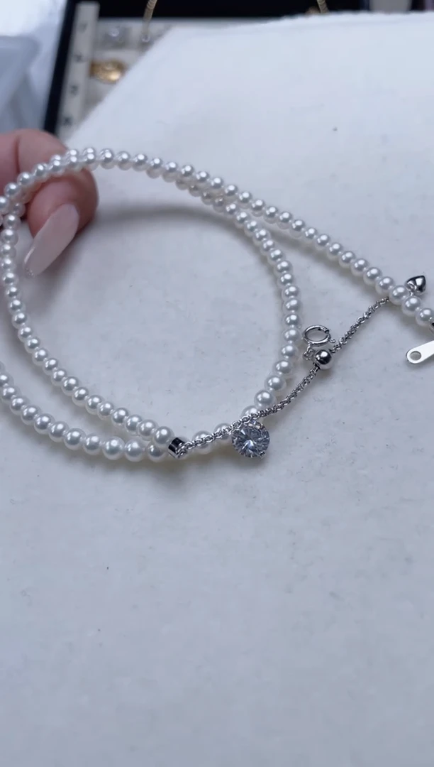 银S925镶嵌淡水珍珠项链Z656