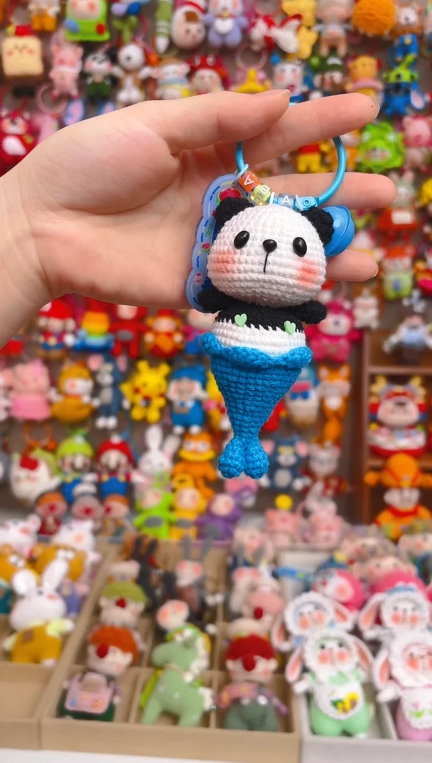 纯手工制作毛线钩织成品美人鱼小熊猫
