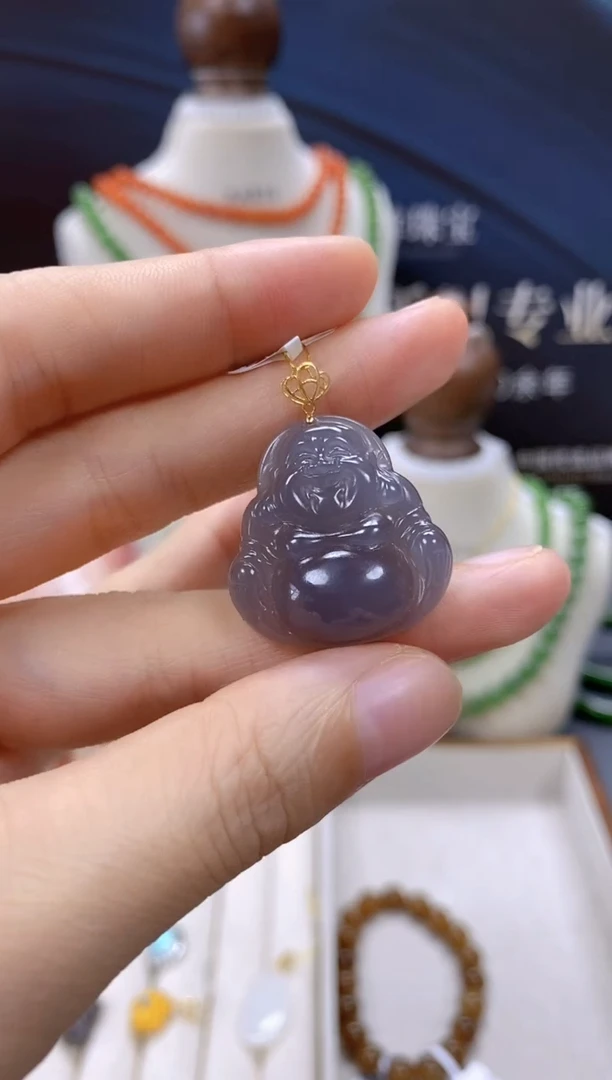 和田玉18K金镶嵌颈饰cg