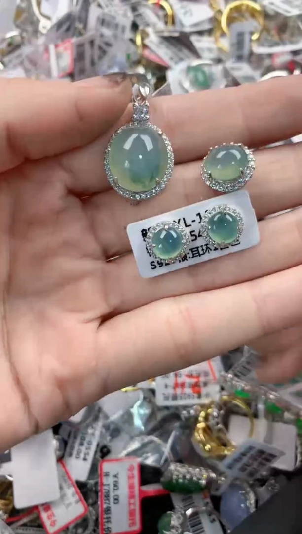 银S925镶嵌戒指翡翠777   8