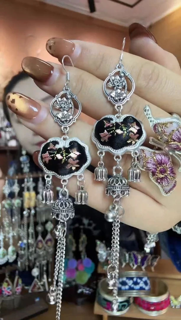 刺绣纯手工民族风耳环